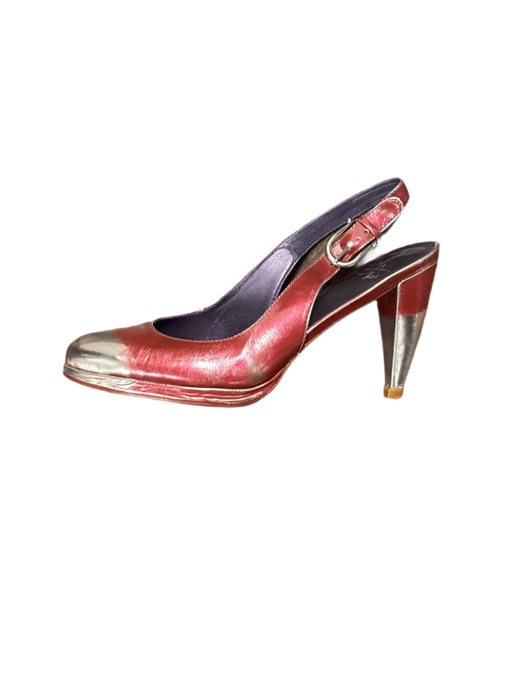 AMPUTEE SINGLE SHOE Le Due Burgundy Cap Toe Slingback Pump Size 6 Left Shoe